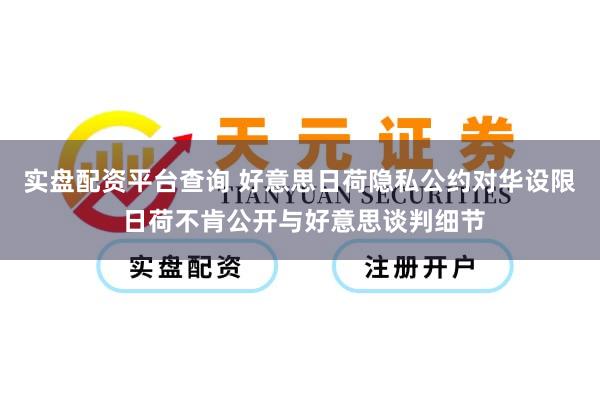 实盘配资平台查询 好意思日荷隐私公约对华设限 日荷不肯公开与好意思谈判细节