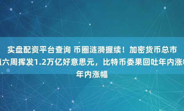 实盘配资平台查询 币圈涟漪握续！加密货币总市值六周挥发1.2万亿好意思元，比特币委果回吐年内涨幅