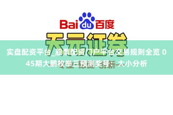 实盘配资平台_股票配资门户平台交易规则全览 045期大鹏枚举三预测奖号：大小分析