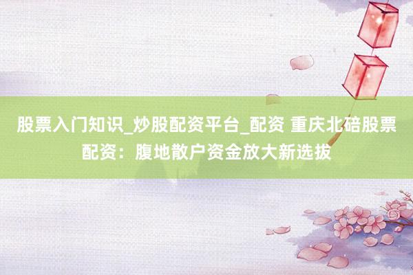 股票入门知识_炒股配资平台_配资 重庆北碚股票配资：腹地散户资金放大新选拔