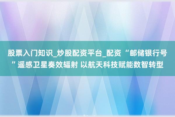 股票入门知识_炒股配资平台_配资 “邮储银行号”遥感卫星奏效辐射 以航天科技赋能数智转型