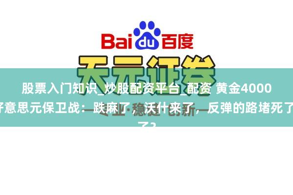 股票入门知识_炒股配资平台_配资 黄金4000好意思元保卫战：跌麻了，沃什来了，反弹的路堵死了？